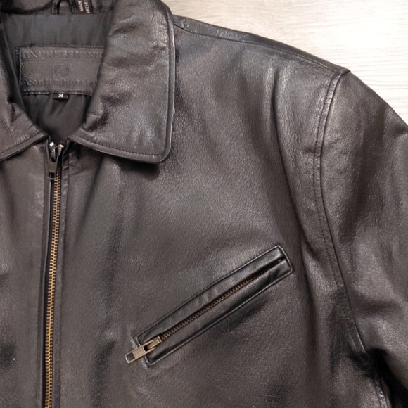 Men's Vintage Leather Jacket with adjustable Buckled Waist Tabs - Picture 4 of 15